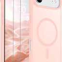 SPIDERCASE for iPhone Air Case, Magnetic Translucent Matte Case with 2PCS Tempered Glass Screen Protector Slim Phone Case for iPhone Air 6.5'', Pink