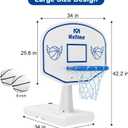 Pool Basketball Hoop, Oversized Poolside Basketball Hoop for Swimming Pool Basketball Game, 34"x34"x42.2" Water Basketball Hoops with Lengthen Base/ 2 Balls/Pump, Made for Teens, Adults.