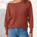BTFBM Off Shoulder Sweaters for Women Trendy 2025 Fall Long Sleeve Casual Basic Knit Winter Oversized Pullover Sweater (S)