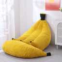 Banana Chaise Lounge Sofa Chair for Living Room, Bean Bag Chair with Ottoman, Floor Sofa Bed with Footrest, Comfy Convertible Lounger, Plush Couch for Bedroom, Dorm (Yellow, King)
