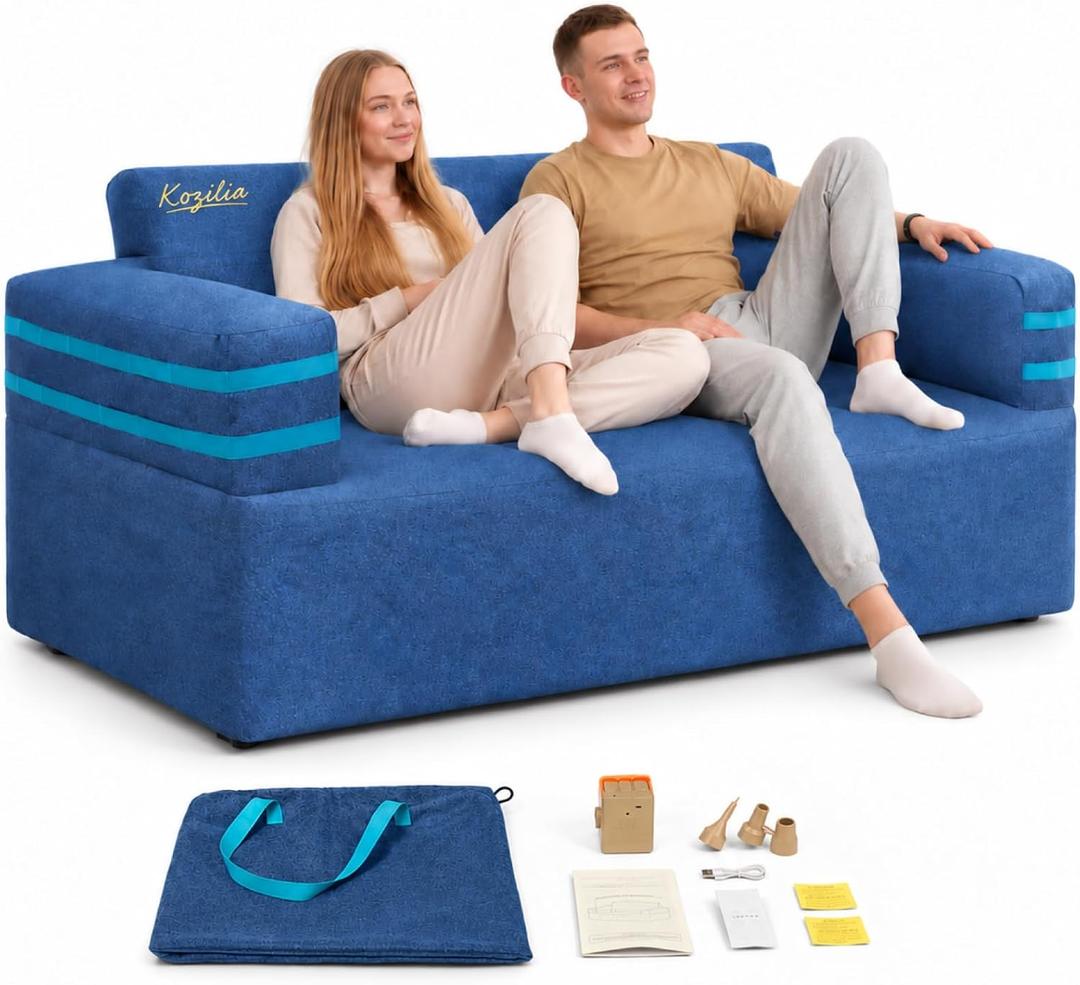 Inflatable Couch, 2Person Loveseat, Furniture-Style Sofa Look and Feel, Full