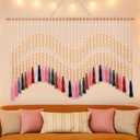 Tiamon Boho Wall Decor - 59'' W x 42'' L Macrame Wall Hanging Large Tapestry Art for Bathroom Farmhouse Bedroom Living Room Nursery Classroom Bohemian Natural Modern Rustic Style Decoration