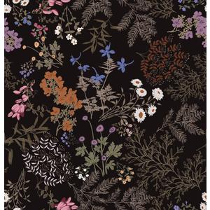 2 x Peel and Stick Wallpaper Black Floral Wallpaper Dark Floral Leaf Contact Paper for Cabinet Vintage Self-Adhesive Removable Wall Paper for Bathroom Bedroom Kitchen Shelf Liner 17.3" x 118" (Black/ Pink/ Purple)