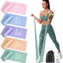 Stretch Bands for Exercise, 5 Levels Resistance Bands for Working Out, Exercise Bands for Physical Therapy, Pilates, Rehab, Stretch, Strength Training and Yoga Starter Set