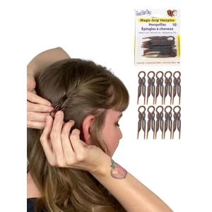 Good Hair Days Magic-Grip Hairpins - 2 1/2" U-Shaped Grip Hair Pins for Fine, Thick, Curly & Long Hair, Invisible Strong Hold Hair Styling Accessories, Set of 10, USA-Made (Tortoise Shell)