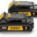 4Ah Replacement Compatible for Dewalt 20V MAX Battery with High Capacity Batteries Cordless Power Tools 20 Volt DCB201 DCB203 DCB204 DCB205 DCB206 DCD DCF DCG (2 Pack MAX 4.0Amp 20V)
