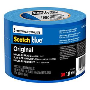 ScotchBlue Original Multi-Surface Painters Tape, 1 Inch Wide (0.94 in. x 60 Yds), 3 Rolls, Blue Paint Tape Protects Surfaces and Removes Easily, Masking for Indoor and Outdoor Use (2090-24EC3)