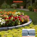 VEVOR Faux Stone Landscape Edging, No Dig Garden Edging Border, Flexible Blocks for Lawn Edging, Flower Beds, Driveway, Yards with 12 Spikes, 4 Pack 24 Bricks 16FT Kit, 46.5" Lx 3.7" W x 2.2" H, Grey