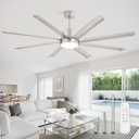 ZMISHIBO 72 Inch Ceiling Fans with Lights, Indoor/Outdoor Industrial Ceiling Fan with 8 Aluminum Reversible Blade, Quiet DC Motor, 3CCT&6-Speed Remote Control, Damp Rated for Living Room/Garage/Gazebo