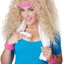California Costumes Women's Let's Get Physical Wig Headband and Sweat Band Set (Blonde)