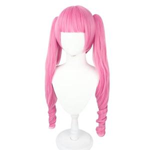 TO KU TOO YUO Anime Cosplay Wig 80cm Long Pink Curly Hair Wigs Heat Resistant Synthetic Hair Party Woman Wigs + Wig Cap (A)