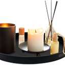 FramePro Large Round Wooden Coffee Table Trays 20" - Multi-Functional Home Decor Ottoman Serving Platter Black