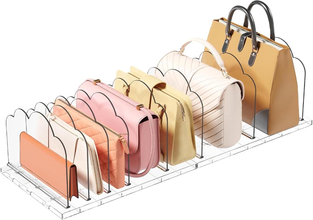 Lifewit Purse Organizer for Closet, Clear Handbags Storage Organizer, Adjustable Purse Holder Rack for Closet Organization, 2 Pack Bookshelf Separator Dividers for Clutch Bag/Shirts/Sweater in Bedroom