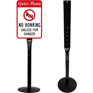 Parking Sign Post 48" Heavy Duty Cast Iron Parking Signs Stand, Movable Sign Stand for Hanging Signs, Black (2 Packs, 15pounds)