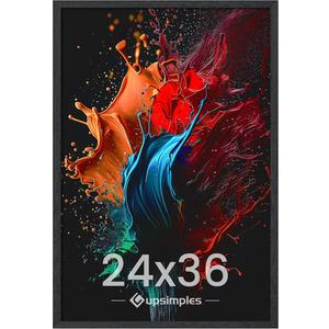 UPSIMPLES 24X36 POSTER FRAME, WALL GALLERY PICTURE FRAMES WITH ENGINEERED WOOD, BLACK 1 PACK