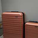 Amazon Basics 2-Piece Hardshell Suitcases Set (21", 30"), Expandable Travel Luggage with Scratch-Resistant Surface, Four Multi-directional Wheels, Telescopic Handle, Rose Gold