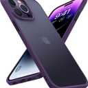 TORRAS Shockproof Designed for iPhone 14 Pro Case, [Military-Grade Drop Tested] Translucent Matte Hard Back with Silicone Slim Protective Anti-Fingerprint Anti-Scratch Phone Case Guardian 2022, Purple