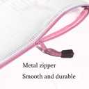 2 x Mesh Zipper Pouch Bag, A3 Zipper File Bag for Organizing Storage, Waterproof, Pink, 17" x 12"/44cm x 32cm