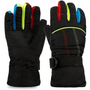 Kids Snow Gloves for Skiing Kids Mitten Winter Waterproof Girls and Boys Snow Gloves for Winter Cold Weather (3-6 years old, Black)