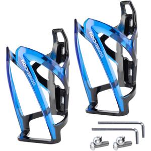 ROCKBROS Bike Water Bottle Holder Ultra-Light Bicycle Bottle Cages with Screws Tool, Universal Bike Cup Holder for Road MTB Mountain Bikes Cycling Accessories2 Pack (Standard, blackbule+blackbule)