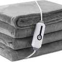 LaffyLo Electric Heated Blanket Full Size 72"84", Luxurious Breathable Flannel with 4 Heat Settings, 10-Hour Auto Shut-Off & Overheat Protection, for Bed & Couch, Cozy Gift - Light Grey