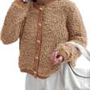 PRETTYGARDEN Women's Faux Fur Coat 2026 Fall Fuzzy Fleece Button up Shearling Cropped Jackets Winter Trendy Outerwear (Brown, XXL)