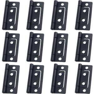 Antrader 2-inch x 0.9-inch Non-Mortise Antique Hinge, Vintage Furniture Cabinet Hinge with Screws, Black, Pack of 12