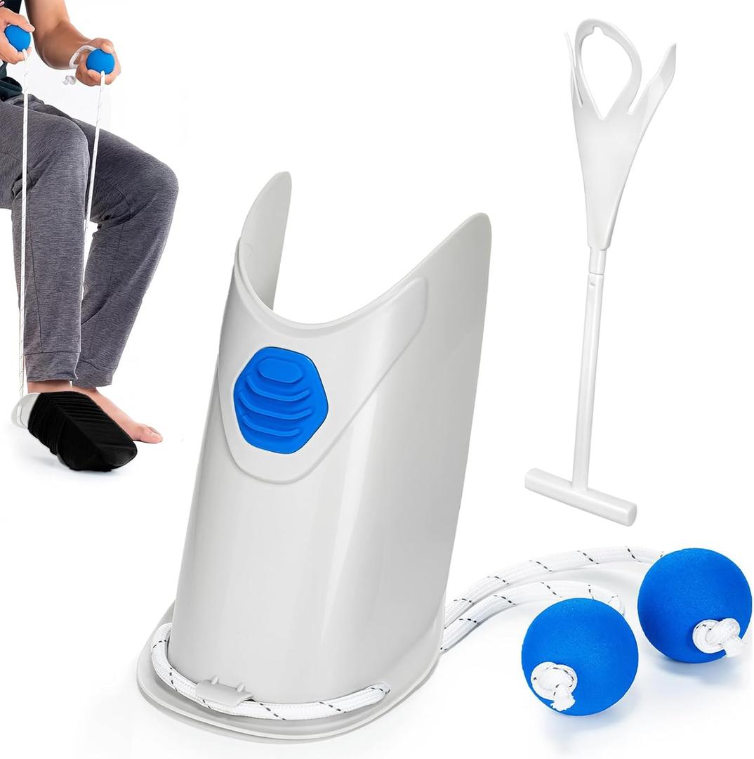 Sock Aid Kit for Seniors and Limited Mobility, Wide Assist Tool with Adjustable Cords, Non-Slip Plastic Shell, Makes Putting On and Taking Off Socks Easier