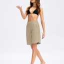 Viodia Women's 9" Long Swim Board Shorts with Pockets High Waisted Beach Swimsuits Knee Length Short for Women with Liner (Gold, XXXL)