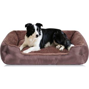 Dog Bed for Medium Dogs, Durable Comfortable Pet Bed Up to 30/50/90/100 lbs, Self-Warming and Washable (Large (31"x24"x7"), Brown)