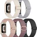 Maledan Elastic Bands Compatible with Fitbit Charge 6/Charge 5 Band Women Men, Waterproof Stretchy Nylon Bracelet Loops Strap Replacement Bands for Fitbit Charge 5/Charge 6 Fitness Tracker Accessories (Fit for 4.5'' to 9.5'' (115mm-240mm) wrist, 1-Black/ Smoky Purple/ Pink/ Starlight/ Light Gray)
