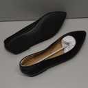 Amazon Essentials Women's Pointed-Toe Ballet (10.5 Wide, Black Faux Leather)