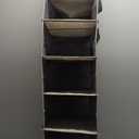 Hanging Closet Organize and Shelves, 6-Hanging Shelf with 2 Side Pockets，Storage Foldable (Grey)