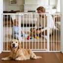 Babelio 36" Tall Baby Gate, PressGuard P7, 29-55" Auto Close Pressure Mounted Dog Gate for Doorways & Hallway, Basics Easy Walk Thru Pet Gate, Extra Wide Metal Child Gate, Black