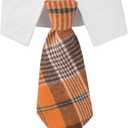 ADOGGYGO Fall Dog Necktie Pet Tuxedo Halloween Thanksgiving Dog Neck Tie Collar with Orange Plaid Tie for Large Dogs Pets (Large, Orange)