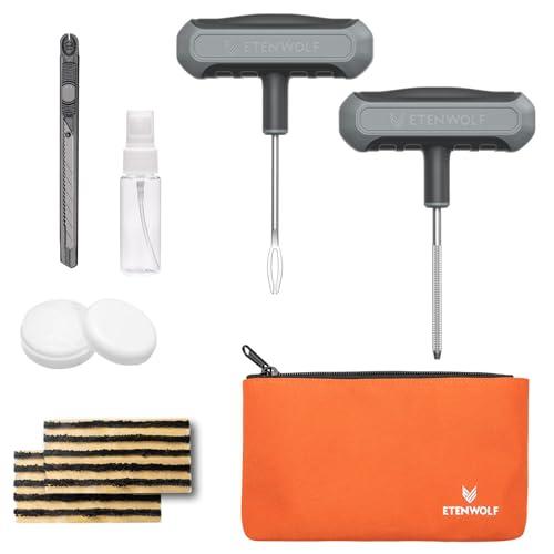 ETENWOLF Flat Tire Repair Kit with Plugs 16 Pcs, Heavy Duty Tire Plug Kit for Car, Motorcycle, ATV, Jeep, Truck, Tractor (Grey)