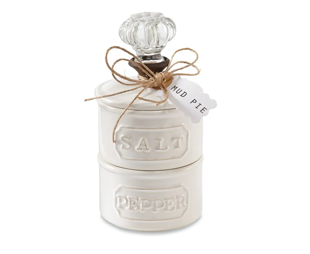 Mud Pie Door Knob Salt Cellar Set, White