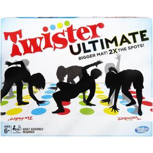 Hasbro Gaming Twister Ultimate: Bigger Mat, More Colored Spots, Family, Kids Party Game Age 6+; Compatible with Alexa