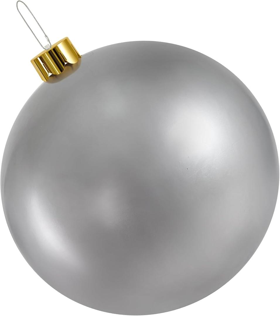 Inflatable Christmas Ornaments,18" 25" Christmas Oversized Ornament,Christmas Ball Decorations Indoor Outdoor, Use as Festive Yard Decoration (Silver, 25")