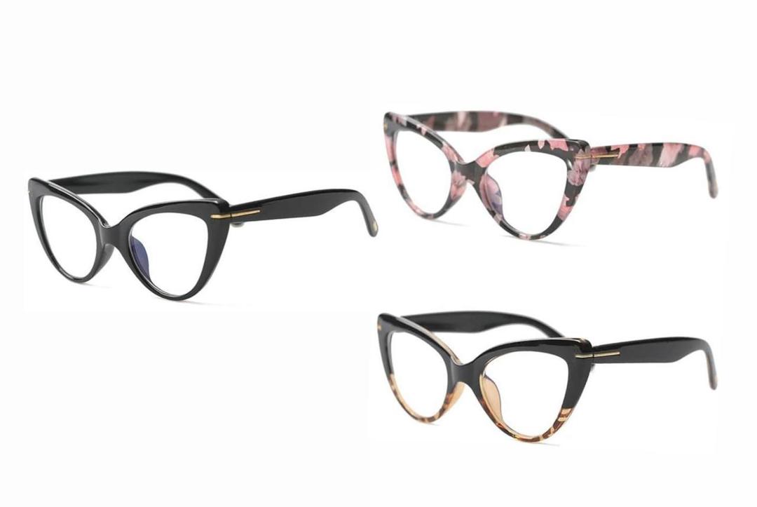 Oversized Cat Eye Reading Glasses for Women Fashion Cute Blue Light Blocking Computer Readers(3 Pack, +1)