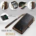 Defencase Compatible with iPhone 13 Case Wallet with RFID Blocking Card Holder for Women and Men, Fashion PU Leather Magnetic Snap Flip Zipper Strap Wallet Phone Case Fit for iPhone 13 6.1", Coffee