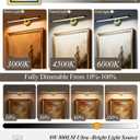Hardwired Picture Light for Wall, 24 Inch Modern Brass Dimmable Frame Light with Adjustable Swing Arm, 3CCT LED Art Display Light for Paintings,120 Volts Gallery Wall Light, Hallway Vanity Light, 8W, 24" Long Dimmable