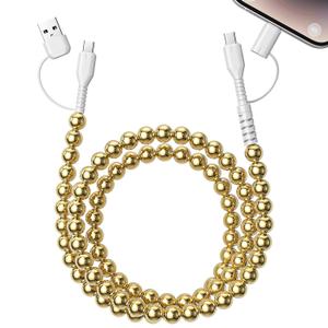Aolcev 4 in 1 USB C Cable Multi Beaded for iPhone Charger Cord for iPhone 17 16 15 Pro Max 3.3FT Fast Charging Cable 66W USB A Type C iOS Cable for iPhone 14 13 Pro Max Galaxy S26 S25 Gold