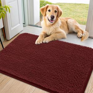 Smiry Dog Door Mat for Muddy Paws 36x24, Absorbs Moisture and Dirt Doormat, Non-Slip Washable Quick Dry Chenille Front Door Mat Indoor Entrance, Entryway Carpet for Inside Floor, Caramel Russet