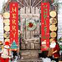 2 x Christmas Decorations Porch Banner, Xmas Yard Front Door Decor,Porch Sign Set Wall Hanging Outdoor Christmas Decoration and Supplies for Home Party Holiday Office -12 x 71 inch (Red 02)
