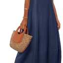 MEROKEETY Women's Casual Maxi Sundress 2025 Summer Beach Dress Scoop Neck Sleeveless Loose Tank Dress (Medium, Navy)