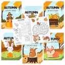 24Pcs Autumn Activity Books for Kids Fall Theme Mini Games Coloring Book Set Bulk Mazes Word Search Word Scramble Games for Birthday Thanksgiving Halloween Party Goodie Bags Stuffers Classroom Favors