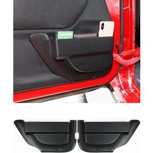 Savadicar DP4 Front Door Storage Pockets Without Cup Holder, Side Insert Box Organizer for 2011-2018 Jeep Wrangler JK JKU 2/4 Door, Interior Expansion Accessories, Patented Design, Black, 2 PCS