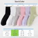 Seamless Crew Socks above Ankle, Cotton Dress Socks for Women, Women's Thin Crew Socks (6 Pairs) (White)