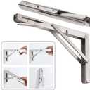 CLT 20'' Folding Shelf Brackets Max. Load 550 lb, Heavy Duty Stainless Steel DIY Wall Mounted Shelf Bracket Space Saving for Table Work Bench, Pack of 2